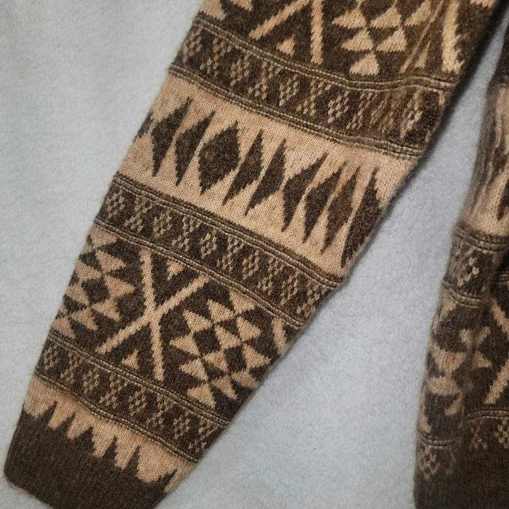 $119 Lucky Brand Southwestern Fair Isle Women's‎ LG Open Cropped Cardigan Shawl